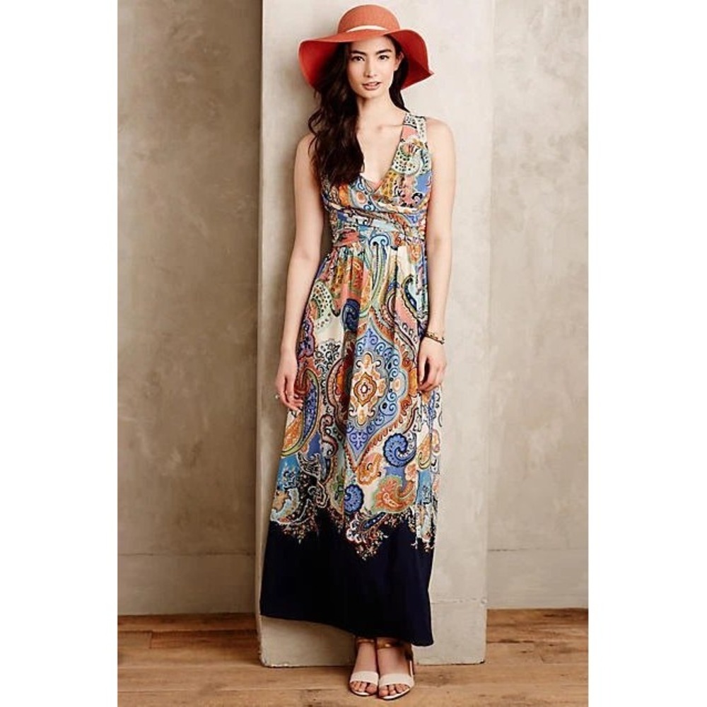 Anthropologie Maeve Vizcaya Maxi Dress Sz 0 Wedding Special Occasion Resortwear